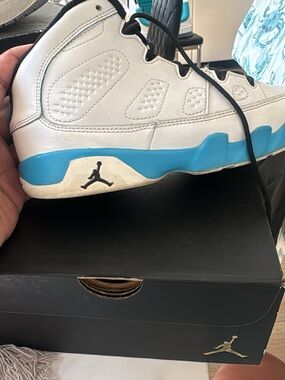 Jordan White and Carolina Blue Retro Basketball Sneakers